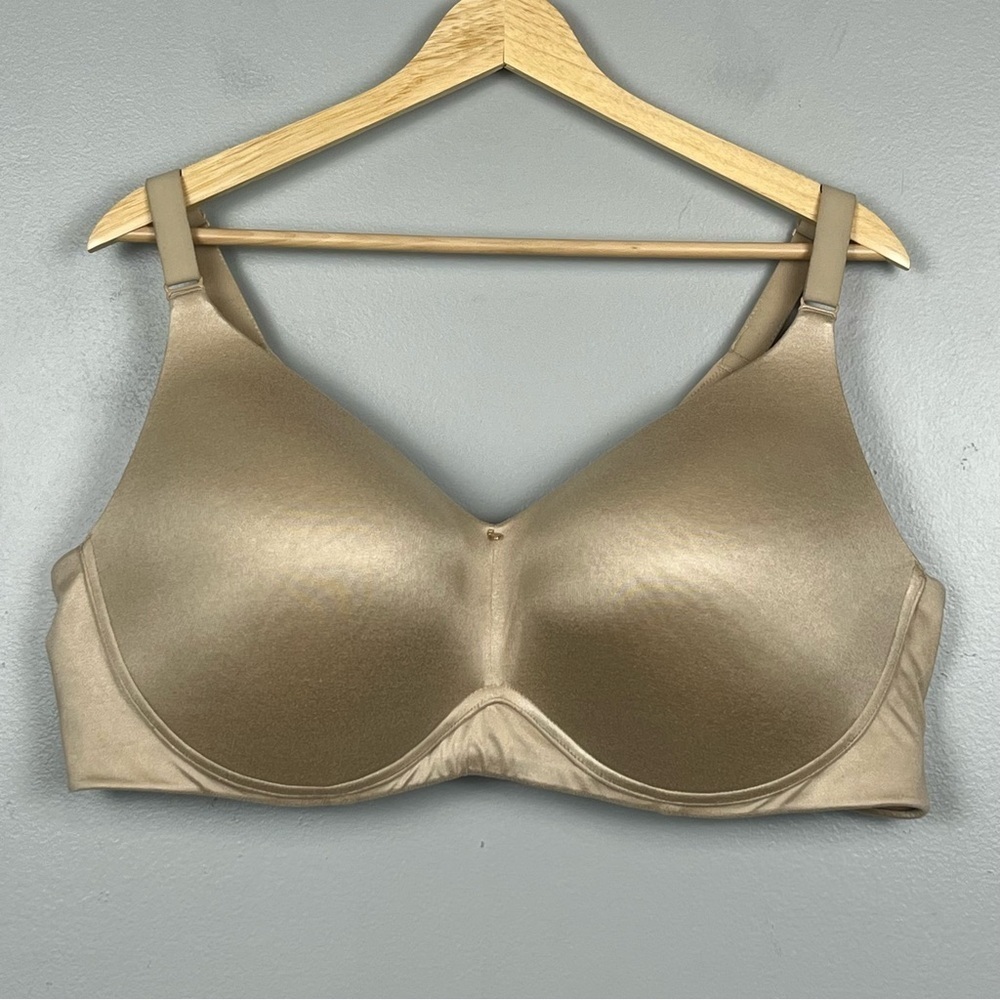 Cacique beige Lightly Lined No-wire full coverage adjustable strap bra, 44DD.